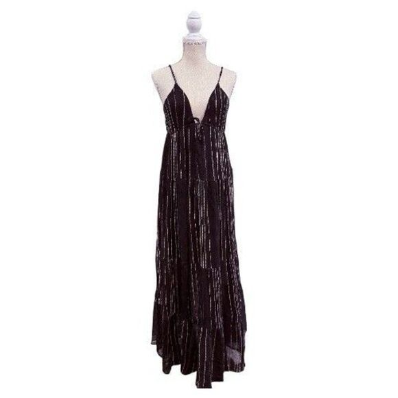 Mango MNG Dobby Stripe Cotton Blend Sundress Midi Flowy Size 8 Sleeveless - Picture 2 of 11